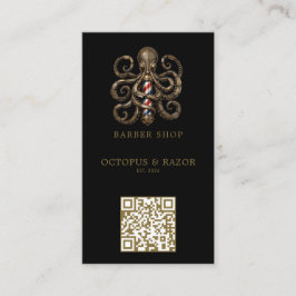 Modern Brons Bläckfisk Barberare Butik Logotyp Qr Visitkort