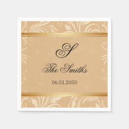 Modern Bronze Blommigt Bröllop Pappersservett