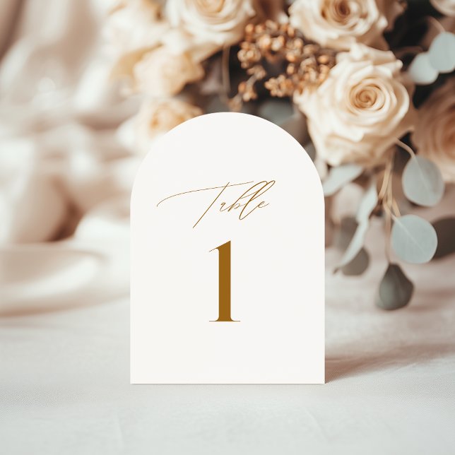 Modern Bronze Elegant bröllop Bordsnummer Card (Skapare uppladdad)
