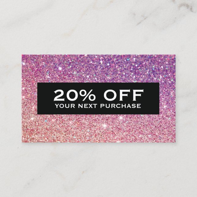 MODERN BRONZE-LILA OMBRE GLITTER-kupongkort Rabattkort (Framsida)