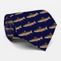 Modern Brook Trout Fish Navy Blue Fisherman