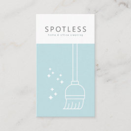 Modern Broom Light Blue Städning Service Maid Visitkort