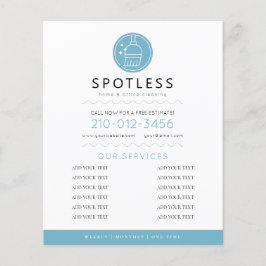 Modern Broom Logo Blue Cleaning Service Flygblad