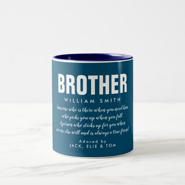 Modern Bror Citat Cool Blue Två-Tonad Mugg (Center)
