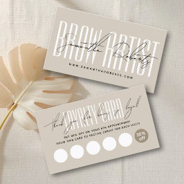 Modern brow artist script typografi beige lojalitetskort