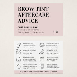 Modern Brow Tint Aftercare Instruktionskort Visitkort