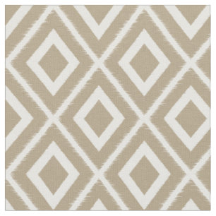 Modern Brown Beige Ikat Mönster Tyg