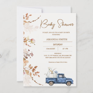 Modern Brown Beige Pumpkin Lastbil Baby Shower Inbjudningar