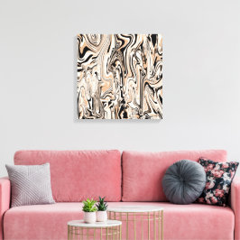 Modern Brown Black Swirls Watercolor Art Canvastryck