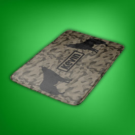 Modern Brown Camo Black Varg Silhouette Monogram | Badrumsmatta