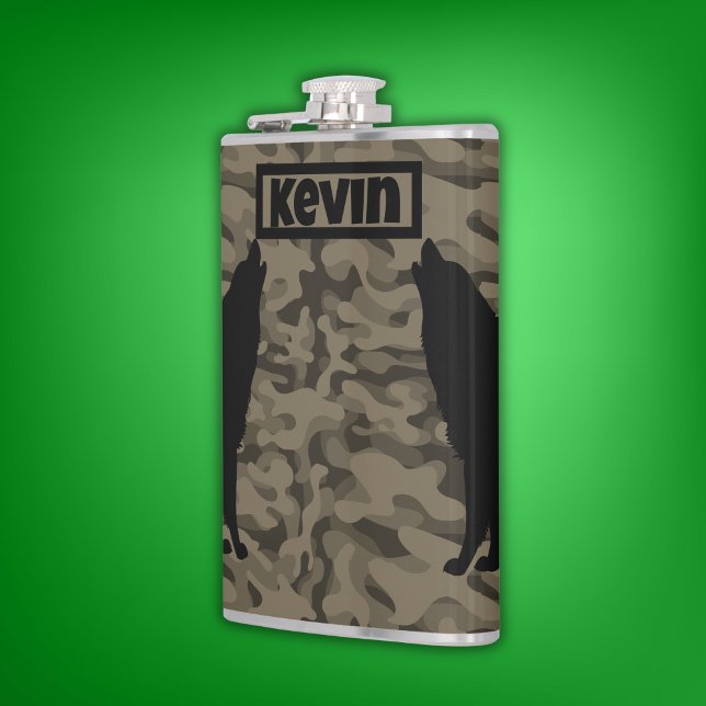 Modern Brown Camo Black Varg Silhouette Monogram | Fickplunta (Skapare uppladdad)