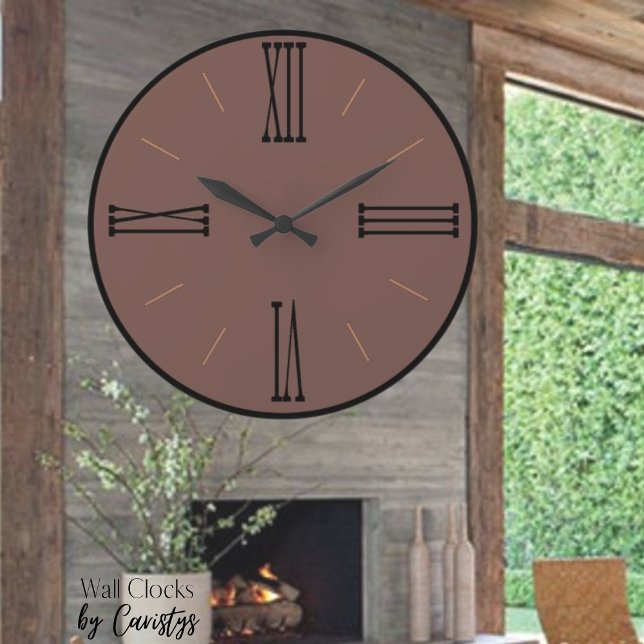 Modern Brown Clay med svart trim Stor Klocka (Skapare uppladdad)