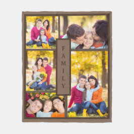 Modern Brown-familj 5 Photo Collage-mall Fleecefilt