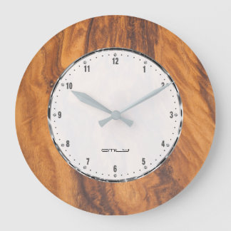 Modern Brown Faux Wood Struktur Stor Klocka