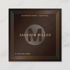 Modern Brown Guld Anpassningsbar Monogram Professi Fyrkantigt Visitkort