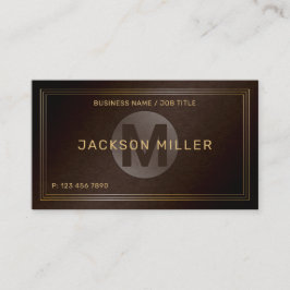Modern Brown Guld Anpassningsbar Monogram Professi Visitkort