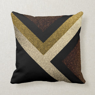 Modern Brown, Guld och Black Abstrakt Kudde