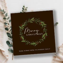 MODERN BROWN HOLLY BERRY WREATH GOD JUL JULKORT