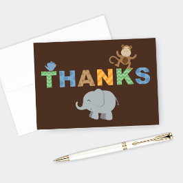 Modern Brown Jungle Animals Boy Shower Tack Kort
