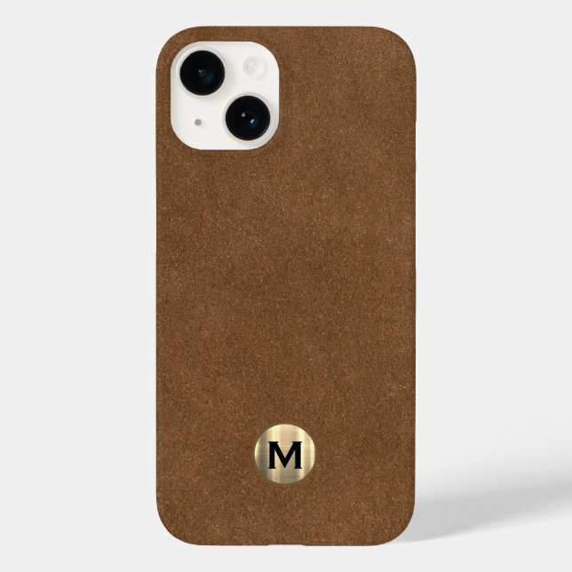 Modern Brown Leather Brushed Guld Monogram (Baksida)