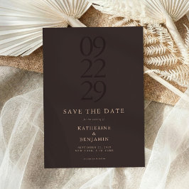 Modern Brown Minimalist Wedding Save The Date Spara Datumet