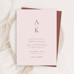 Modern Brown Monogram Earth Tone Bröllop Inbjudningar