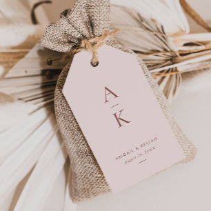 Modern Brown Monogram Earth Tone Bröllop Presentetikett