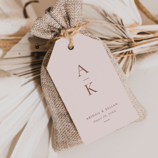 Modern  Brown Monogram Earth Tone Bröllop Presentetikett (Skapare uppladdad)