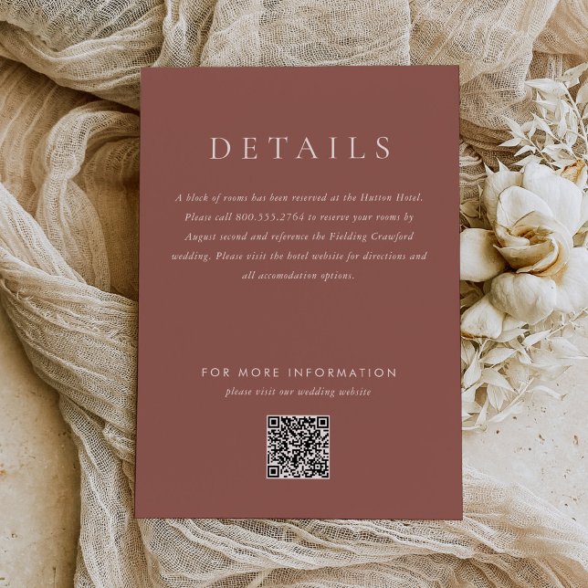 Modern  Brown Monogram Earth Tone Bröllop Tilläggskort (Skapare uppladdad)