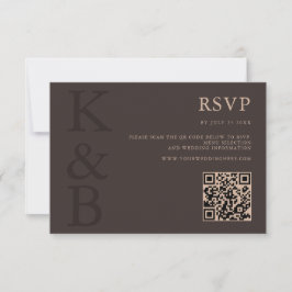 Modern Brown Monogram Minimalist Wedding OSA Kort