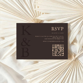 Modern Brown Monogram Minimalist Wedding OSA Kort