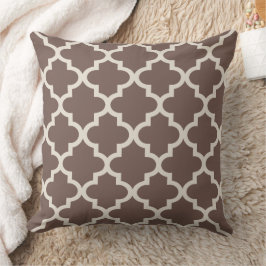 Modern Brown Moroccan Quatrefoil Mönster Kudde