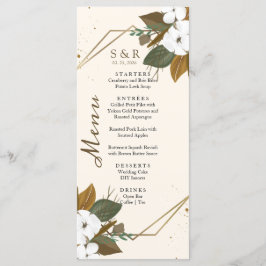 Modern Brown och Cream Blommigt Bröllop Meny