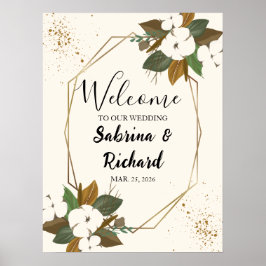 Modern Brown och Cream Blommigt Välkommen Bröllop- Poster