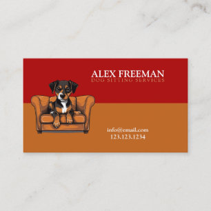 Modern Brown och Red Soffa Puppy Hund Sitta Visitkort