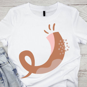Modern Brown och Rosa Yom Kippur Shofar T Shirt