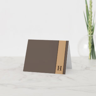 Modern Brown Personal Manar Stationery Monogram Tack Kort