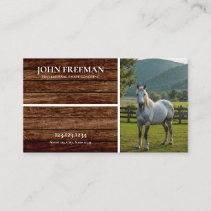 Modern Brown Rustic Horse Photo Equine Visitkort