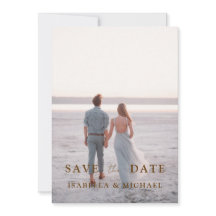 Modern Brown Scripts Photo Bröllop spara datum