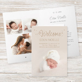 Modern Brown Stars Birth-annons, mappat kort