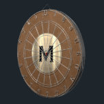 Modern Brown Suede Brushed Guld Monogram Darttavla<br><div class="desc">Modern papp med en borstad medallion av metalliska guld-monogram med klassisk blocktypografi,  inledningsvis på brunt syderbakgrund i struktur. Anpassa till en början med ett monogram. användan anpassar menyn för att ändra färg eller typografi i bakgrunden.</div>