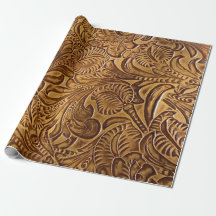 Modern Brown Tooled Faux Leather