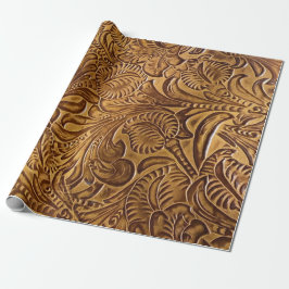 Modern Brown Tooled Faux Leather Presentpapper