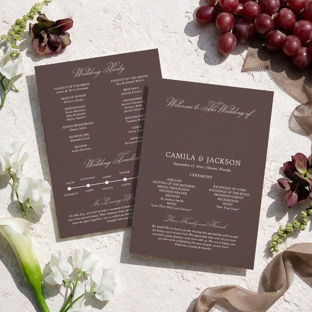  Modern Brown Wedding Flat Program (Skapare uppladdad)