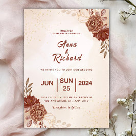 Modern Brown wedding Invitation Inbjudningar