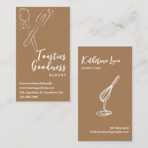 Modern Brown White Baking Utensil Bakery Visitkort