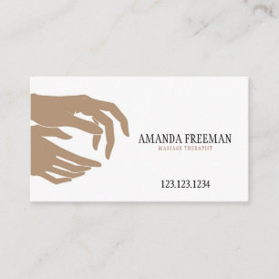 Modern Brown & White Massage Therapist Händer Visitkort