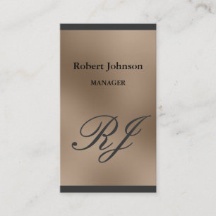 Modern Browny Beige Grått Monogram Affärskort Visitkort