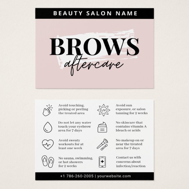 Modern Brows Aftercare PMU Brow Instructions Card Visitkort (Framsida & baksida)