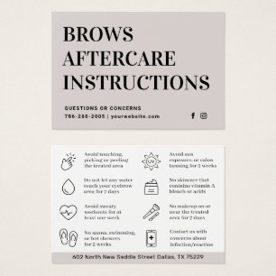 Modern Brows Aftercare PMU Brow Instructions Card Visitkort